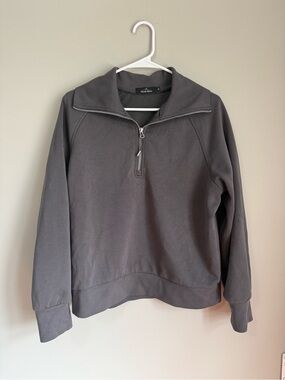 Women's Trendy Queen Charcoal Quarter-Zip Pullover Sweatshirt Size Medium